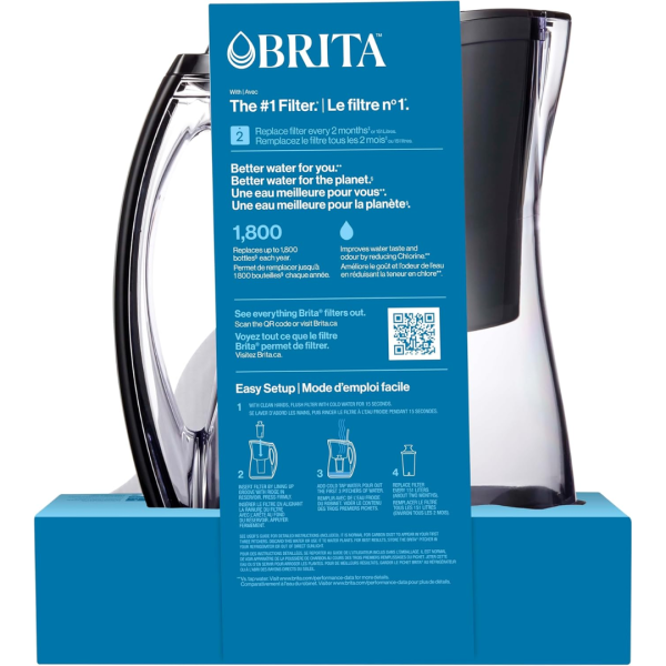 Brita 8 Cup Black Pitcher with Filter 151L Marina