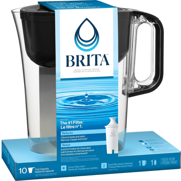 Brita 10 Cup Black Pitcher with Filter 151L Huron
