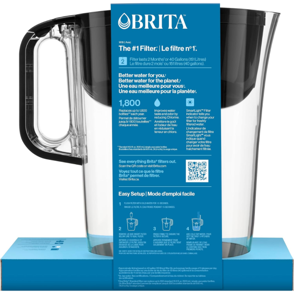 Brita 10 Cup Black Pitcher with Filter 151L Huron