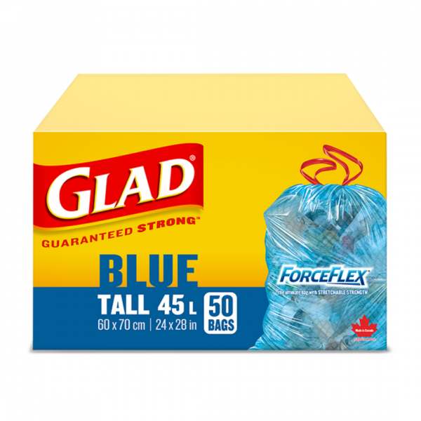 Glad Garbage Bags Blue Tall 45L 50 Count