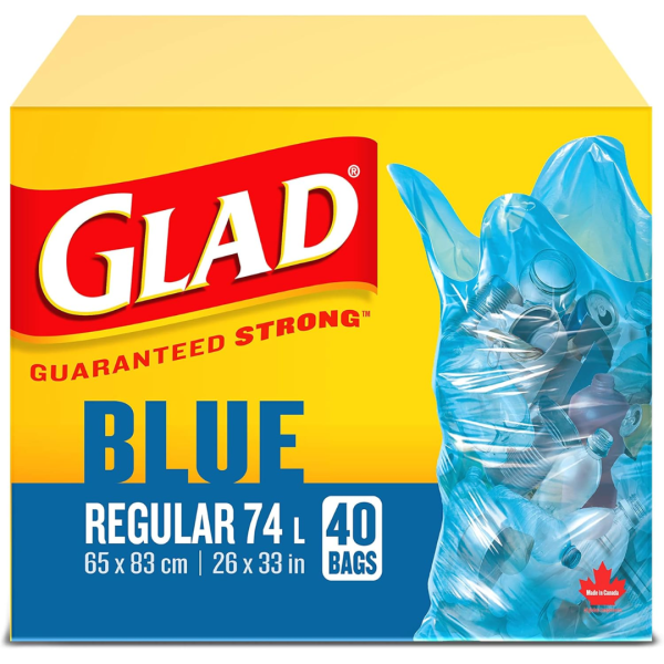 Glad Garbage Bags Blue Regular 74L 40 Count
