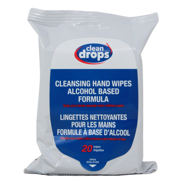 Cleansing Hand Wipes Alcohol Based 20ct