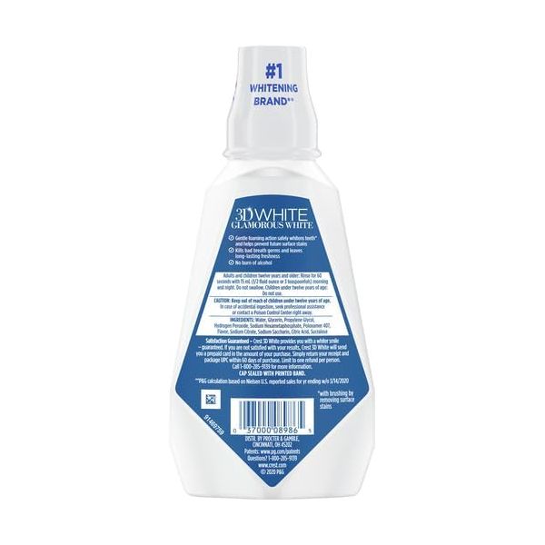 Crest Mouthwash Glamorous White Arctic Mint 473ml