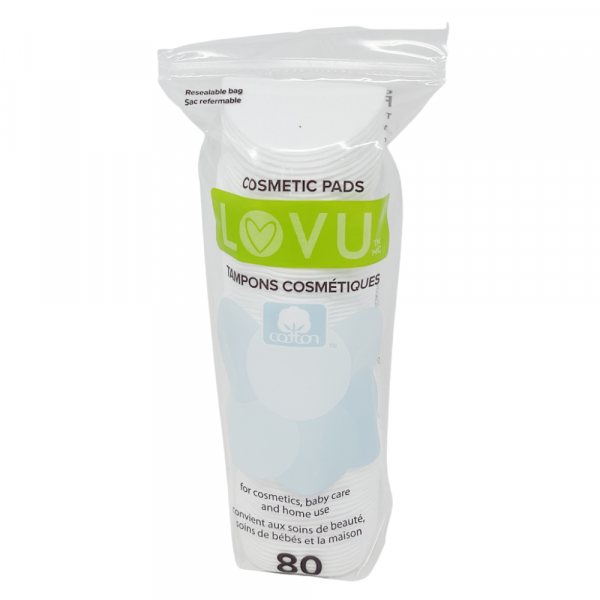 LOVU Cosmetic Pads 80ct Resealable Bag