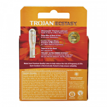 Trojan Condoms Ecstasy Ultra Ribbed 3ct