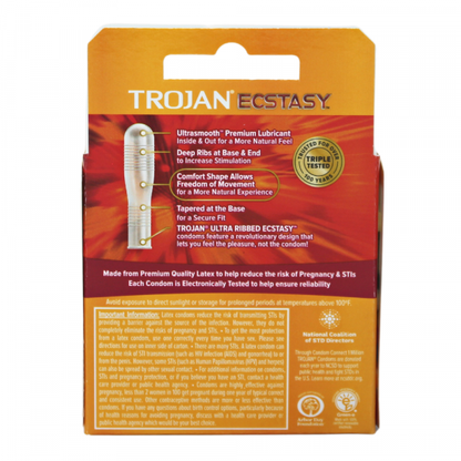 Trojan Condoms Ecstasy Ultra Ribbed 3ct