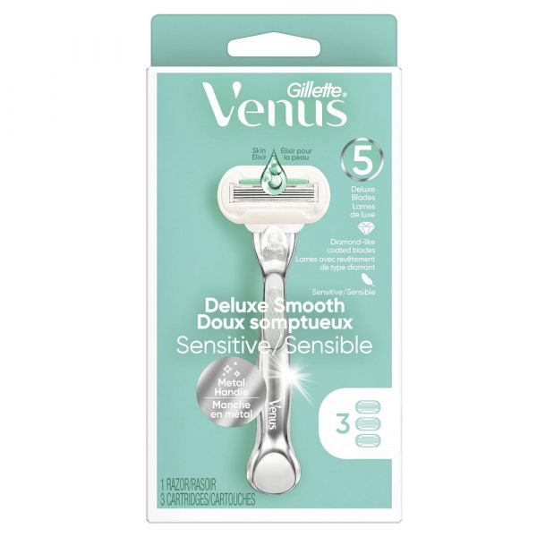 Gillette Venus 1Razor + 3Cartridges Deluxe Smooth Sensitive