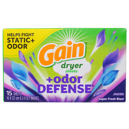 Gain Fabric Softener Sheets Super Fresh Blast 15CT