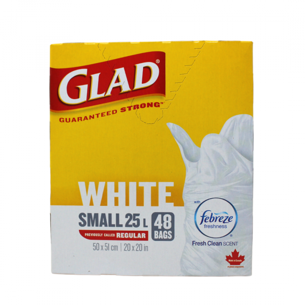 Glad Garbage Bags White Small Febreze 48ct