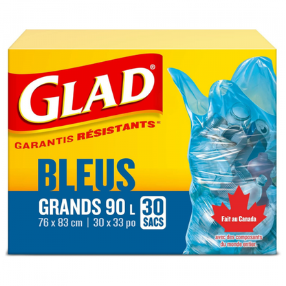 Glad Garbage Bags Blue Large 90L 30ct