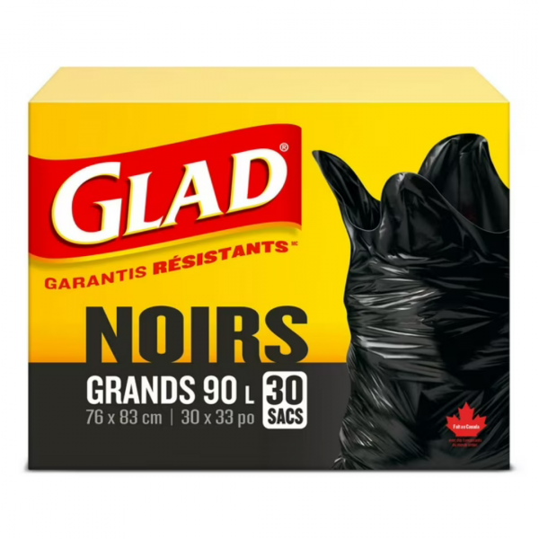 Glad Garbage Bags Black Large 90L 30ct