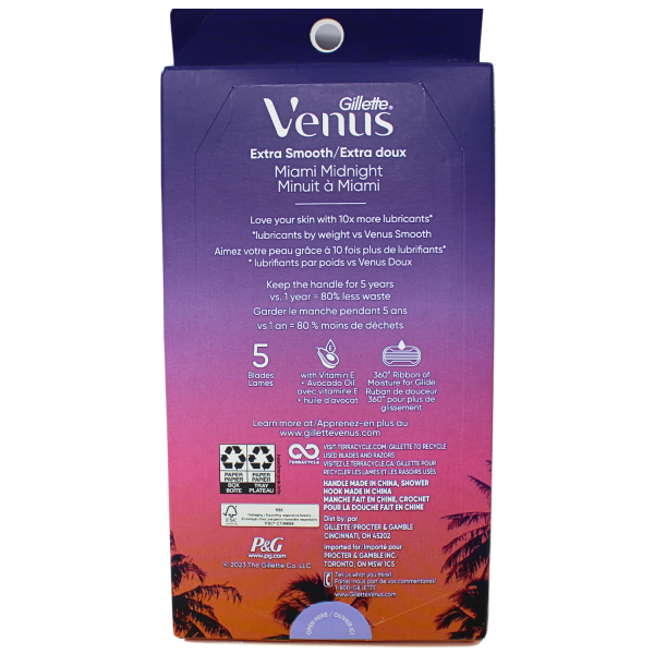 Gillette Venus 1Razor + 2Cartridges Miami Midnight