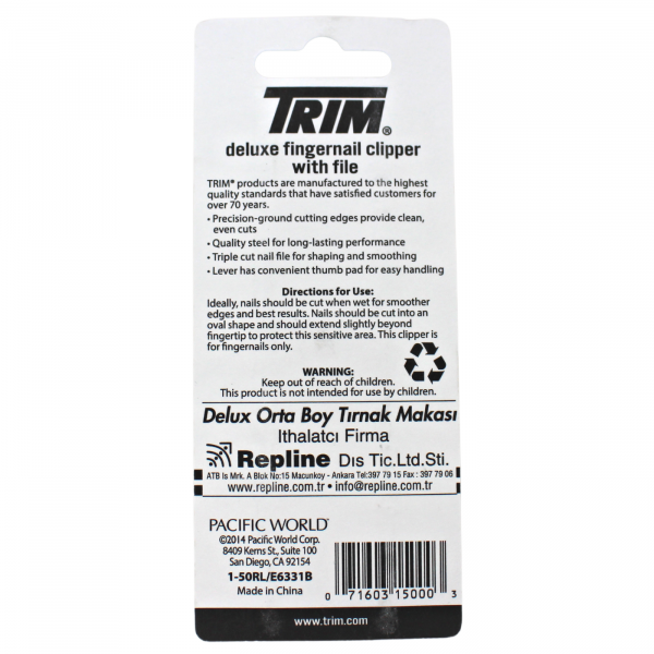 TRIM Deluxe Fingernail Clipper + File