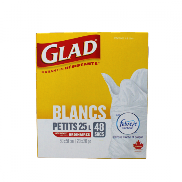 Glad Garbage Bags White Small Febreze 48ct