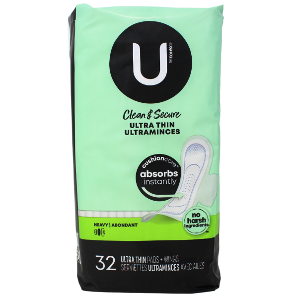 U by Kotex Ultra Thin Pads Clean & Secure 32ct