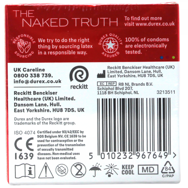 Durex Condoms Thin Feel 3ct