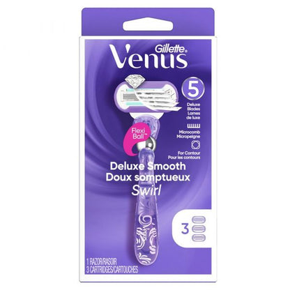 Gillette Venus 1Razor + 3Cartridges Deluxe Smooth Swirl
