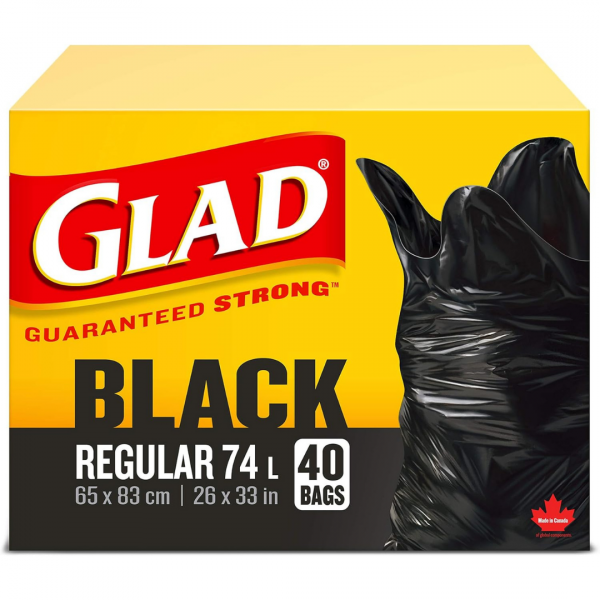 Glad Garbage Bags Black Regular 74L 40ct