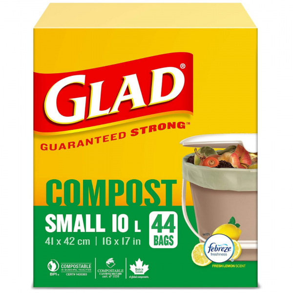 Glad Garbage Bags Compost Small 10L 44ct