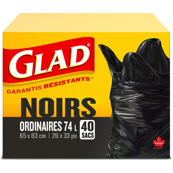 Glad Garbage Bags Black Regular 74L 40ct
