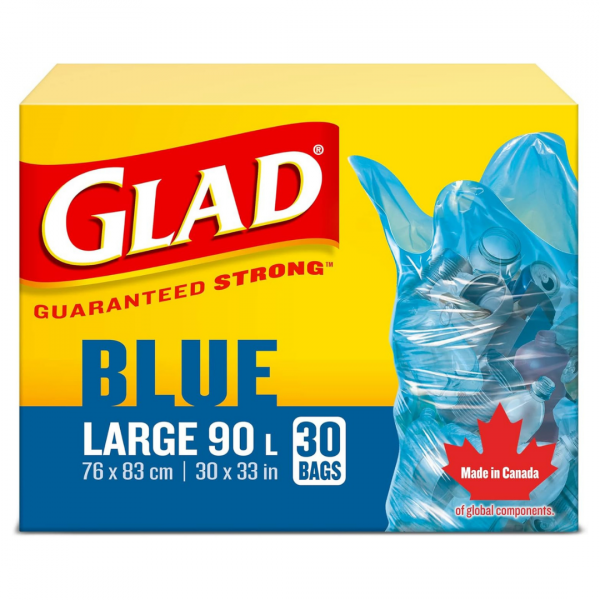 Glad Garbage Bags Blue Large 90L 30ct