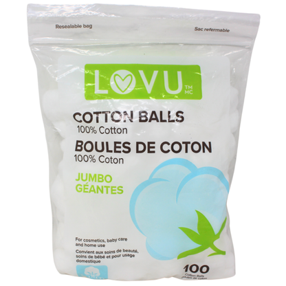 LOVU Cotton Balls 100ct Jumbo